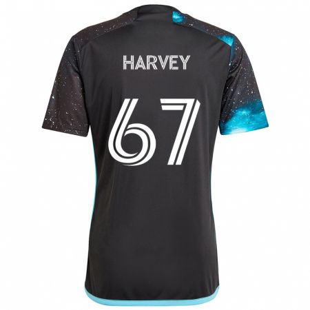 Kandiny Enfant Maillot Carlos Harvey #67 Noir Bleu Tenues Domicile 2024/25 T-Shirt