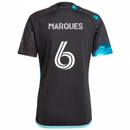 Kandiny Enfant Maillot Mikael Marqués #6 Noir Bleu Tenues Domicile 2024/25 T-Shirt