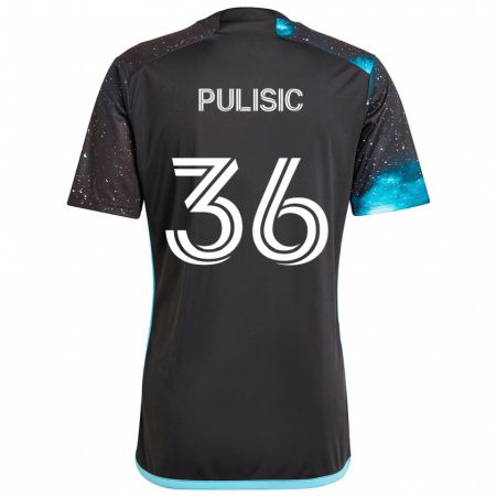 Kandiny Enfant Maillot Will Pulisic #36 Noir Bleu Tenues Domicile 2024/25 T-Shirt