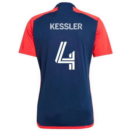 Kandiny Enfant Maillot Henry Kessler #4 Bleu Rouge Tenues Domicile 2024/25 T-Shirt