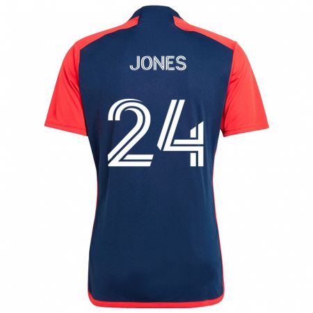 Kandiny Enfant Maillot Dejuan Jones #24 Bleu Rouge Tenues Domicile 2024/25 T-Shirt