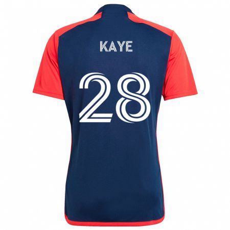 Kandiny Enfant Maillot Mark-Anthony Kaye #28 Bleu Rouge Tenues Domicile 2024/25 T-Shirt