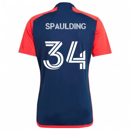 Kandiny Enfant Maillot Ryan Spaulding #34 Bleu Rouge Tenues Domicile 2024/25 T-Shirt