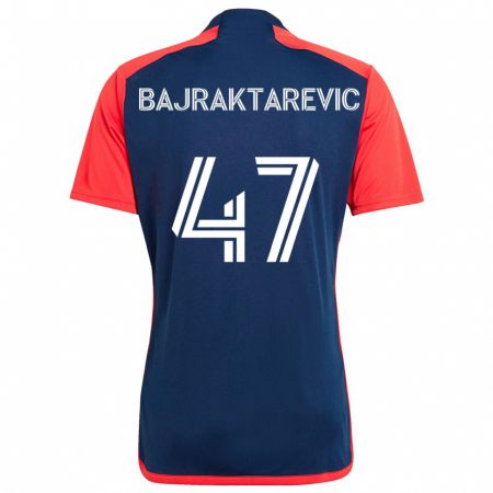 Kandiny Enfant Maillot Esmir Bajraktarević #47 Bleu Rouge Tenues Domicile 2024/25 T-Shirt