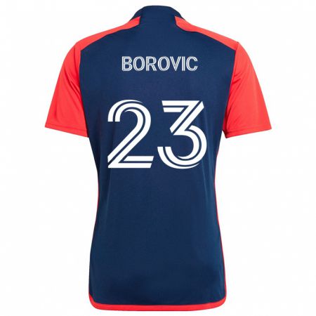 Kandiny Enfant Maillot Luka Borovic #23 Bleu Rouge Tenues Domicile 2024/25 T-Shirt