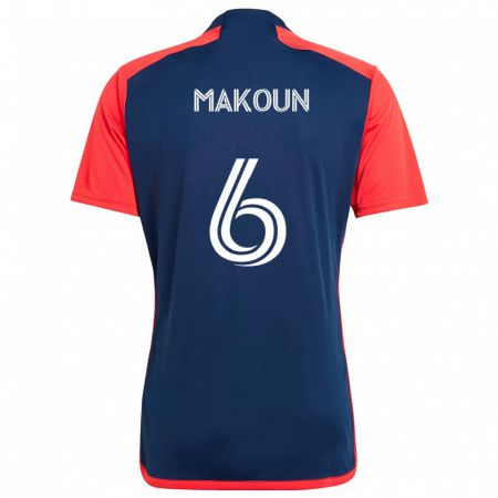 Kandiny Enfant Maillot Christian Makoun #6 Bleu Rouge Tenues Domicile 2024/25 T-Shirt