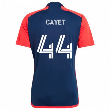 Kandiny Enfant Maillot Pierre Cayet #44 Bleu Rouge Tenues Domicile 2024/25 T-Shirt