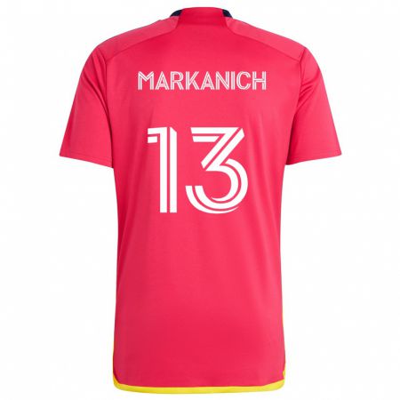 Kandiny Enfant Maillot Anthony Markanich #13 Rouge Bleu Tenues Domicile 2024/25 T-Shirt