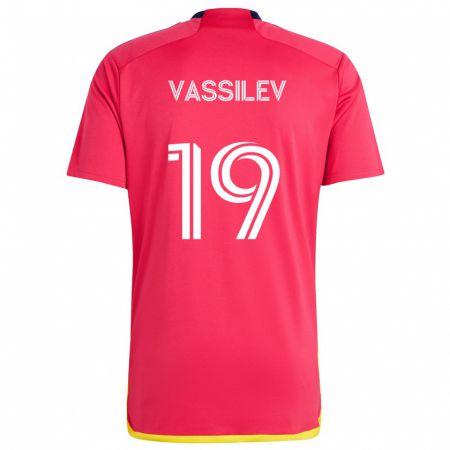 Kandiny Enfant Maillot Indiana Vassilev #19 Rouge Bleu Tenues Domicile 2024/25 T-Shirt