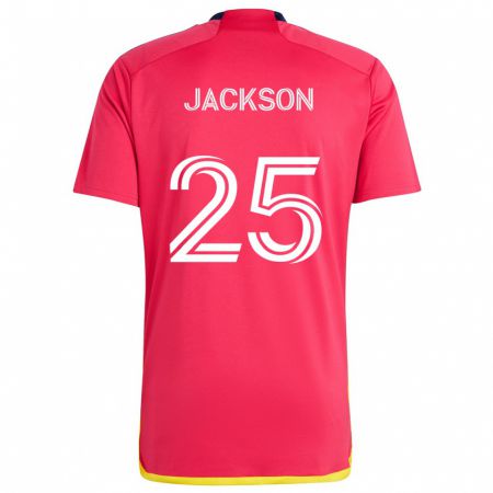 Kandiny Enfant Maillot Aziel Jackson #25 Rouge Bleu Tenues Domicile 2024/25 T-Shirt