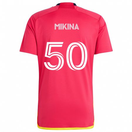 Kandiny Enfant Maillot Gabriel Mikina #50 Rouge Bleu Tenues Domicile 2024/25 T-Shirt