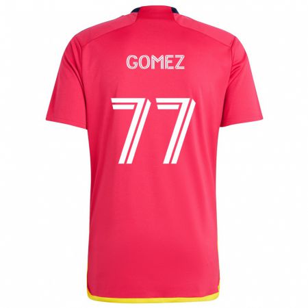 Kandiny Enfant Maillot Sam Gomez #77 Rouge Bleu Tenues Domicile 2024/25 T-Shirt