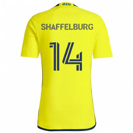 Kandiny Enfant Maillot Jacob Shaffelburg #14 Jaune Bleu Tenues Domicile 2024/25 T-Shirt