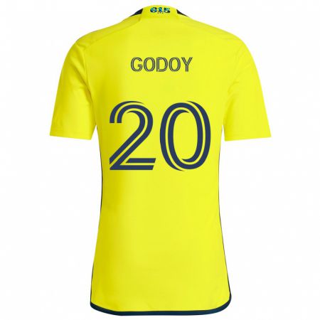 Kandiny Enfant Maillot Aníbal Godoy #20 Jaune Bleu Tenues Domicile 2024/25 T-Shirt