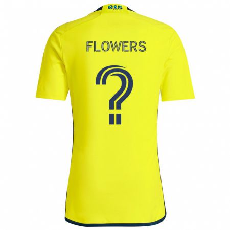 Kandiny Enfant Maillot Ashton Flowers #0 Jaune Bleu Tenues Domicile 2024/25 T-Shirt