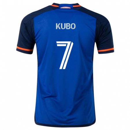 Kandiny Enfant Maillot Yuya Kubo #7 Bleu Blanc Tenues Domicile 2024/25 T-Shirt