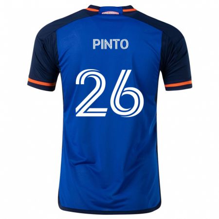 Kandiny Enfant Maillot Malik Pinto #26 Bleu Blanc Tenues Domicile 2024/25 T-Shirt