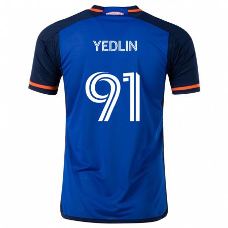 Kandiny Enfant Maillot Deandre Yedlin #91 Bleu Blanc Tenues Domicile 2024/25 T-Shirt