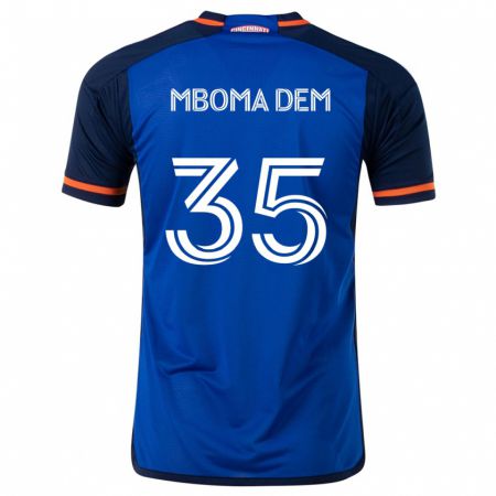 Kandiny Enfant Maillot Kenji Mboma Dem #35 Bleu Blanc Tenues Domicile 2024/25 T-Shirt