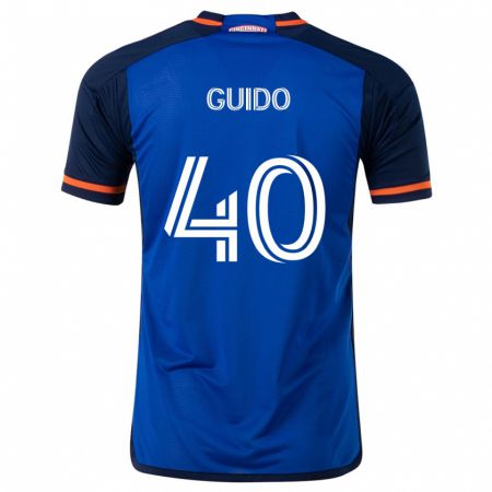 Kandiny Enfant Maillot Alejandro Guido #40 Bleu Blanc Tenues Domicile 2024/25 T-Shirt