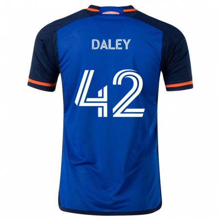 Kandiny Enfant Maillot Amir Daley #42 Bleu Blanc Tenues Domicile 2024/25 T-Shirt