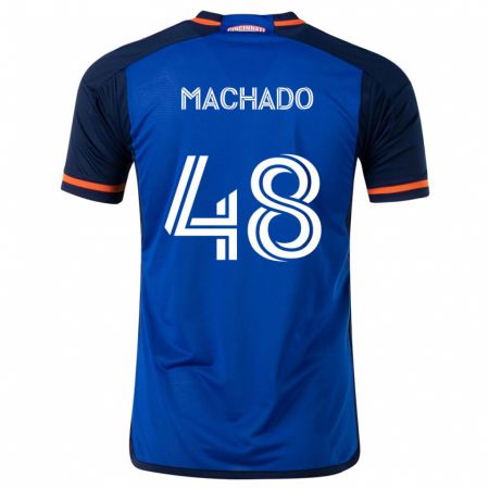 Kandiny Enfant Maillot Juan Machado #48 Bleu Blanc Tenues Domicile 2024/25 T-Shirt