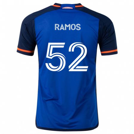 Kandiny Enfant Maillot Yair Ramos #52 Bleu Blanc Tenues Domicile 2024/25 T-Shirt