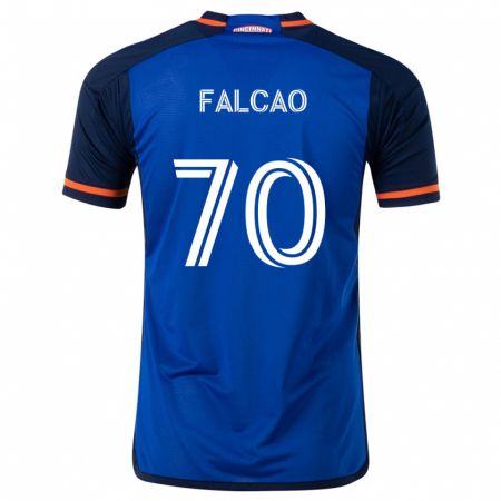 Kandiny Enfant Maillot Kiano Falcao #70 Bleu Blanc Tenues Domicile 2024/25 T-Shirt