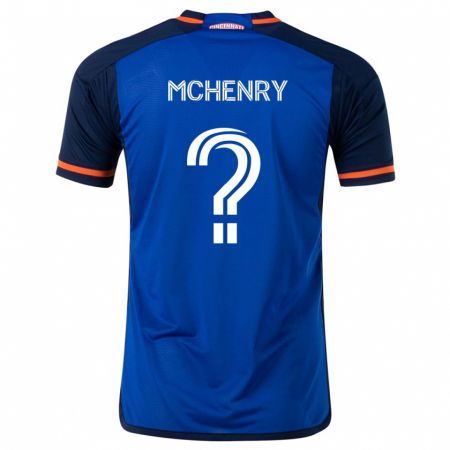 Kandiny Enfant Maillot Nicholas Mchenry #0 Bleu Blanc Tenues Domicile 2024/25 T-Shirt