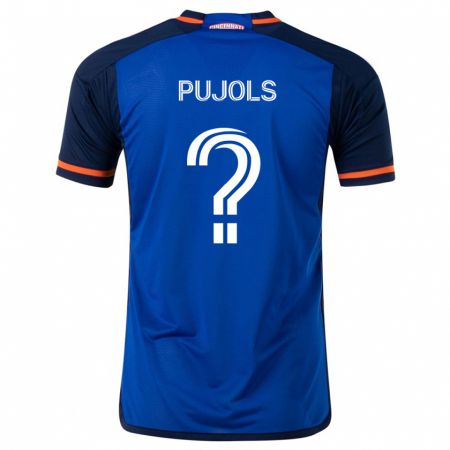 Kandiny Enfant Maillot Pablo Pujols #0 Bleu Blanc Tenues Domicile 2024/25 T-Shirt