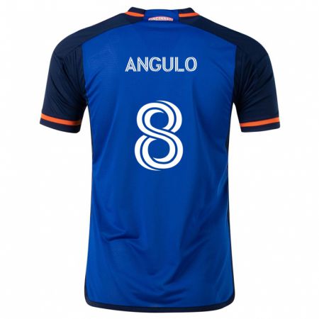 Kandiny Enfant Maillot Marco Angulo #8 Bleu Blanc Tenues Domicile 2024/25 T-Shirt