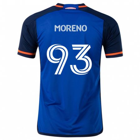 Kandiny Enfant Maillot Júnior Moreno #93 Bleu Blanc Tenues Domicile 2024/25 T-Shirt