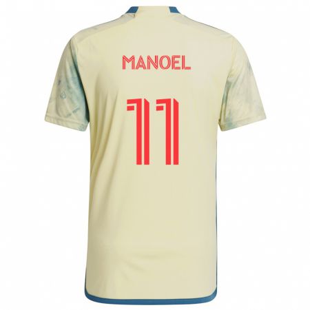 Kandiny Enfant Maillot Elias Manoel #11 Jaune Rouge Bleu Tenues Domicile 2024/25 T-Shirt