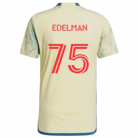 Kandiny Enfant Maillot Daniel Edelman #75 Jaune Rouge Bleu Tenues Domicile 2024/25 T-Shirt