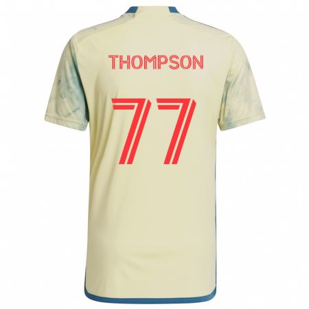 Kandiny Enfant Maillot Amos Shapiro-Thompson #77 Jaune Rouge Bleu Tenues Domicile 2024/25 T-Shirt