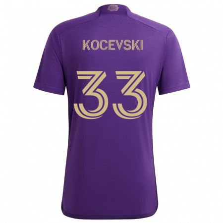 Kandiny Enfant Maillot Jeorgio Kocevski #33 Violet Jaune Tenues Domicile 2024/25 T-Shirt