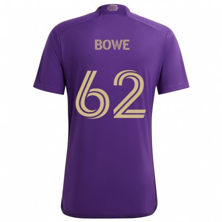 Kandiny Enfant Maillot Thomas Bowe #62 Violet Jaune Tenues Domicile 2024/25 T-Shirt