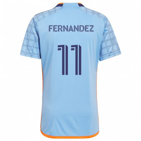 Kandiny Enfant Maillot Julián Fernández #11 Bleu Orange Tenues Domicile 2024/25 T-Shirt