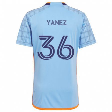 Kandiny Enfant Maillot Zidane Yañez #36 Bleu Orange Tenues Domicile 2024/25 T-Shirt