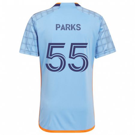 Kandiny Enfant Maillot Keaton Parks #55 Bleu Orange Tenues Domicile 2024/25 T-Shirt