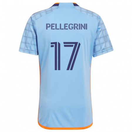 Kandiny Enfant Maillot Matías Pellegrini #17 Bleu Orange Tenues Domicile 2024/25 T-Shirt