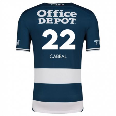 Kandiny Enfant Maillot Gustavo Cabral #22 Bleu Blanc Tenues Domicile 2024/25 T-Shirt