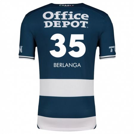 Kandiny Enfant Maillot Jorge Berlanga #35 Bleu Blanc Tenues Domicile 2024/25 T-Shirt