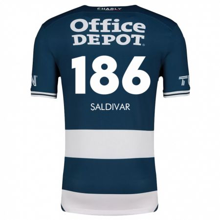 Kandiny Enfant Maillot José Saldívar #186 Bleu Blanc Tenues Domicile 2024/25 T-Shirt