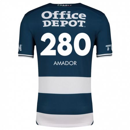 Kandiny Enfant Maillot Santiago Amador #280 Bleu Blanc Tenues Domicile 2024/25 T-Shirt