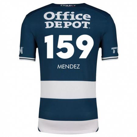 Kandiny Enfant Maillot Daniel Méndez #159 Bleu Blanc Tenues Domicile 2024/25 T-Shirt