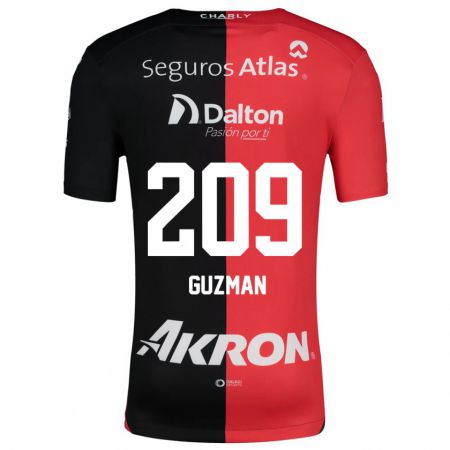 Kandiny Enfant Maillot Jorge Guzmán #209 Rouge Noir Tenues Domicile 2024/25 T-Shirt