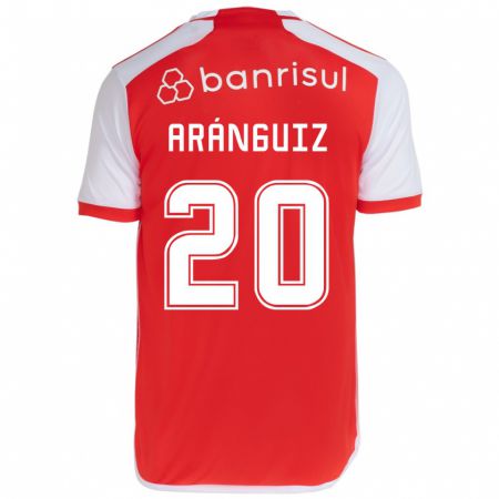 Kandiny Enfant Maillot Charles Aránguiz #20 Rouge Blanc Tenues Domicile 2024/25 T-Shirt