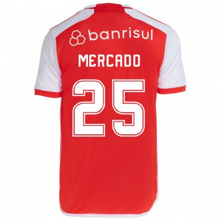 Kandiny Enfant Maillot Gabriel Mercado #25 Rouge Blanc Tenues Domicile 2024/25 T-Shirt