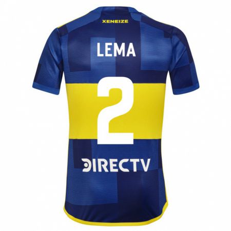 Kandiny Enfant Maillot Cristian Lema #2 Bleu Jaune Tenues Domicile 2024/25 T-Shirt